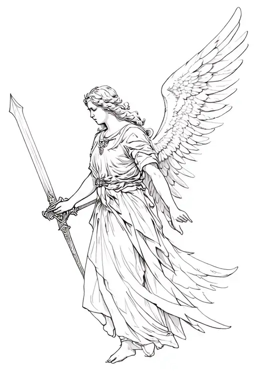 Angel Holding A Sword