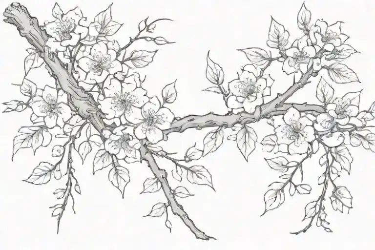 In The Form Of A Twig With Chinese Flowers Under The Chest