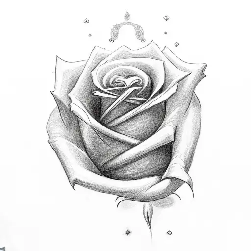 Rose Piercing A Heart With A & B Initials