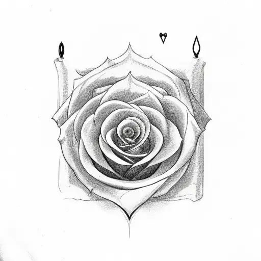Rose Piercing A Heart With A & B Initials