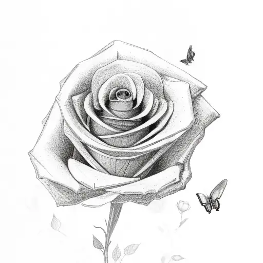 Butterfly Hanging On A Rose