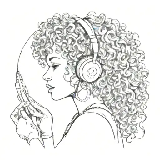 Girl With Curly Hair Listening Music