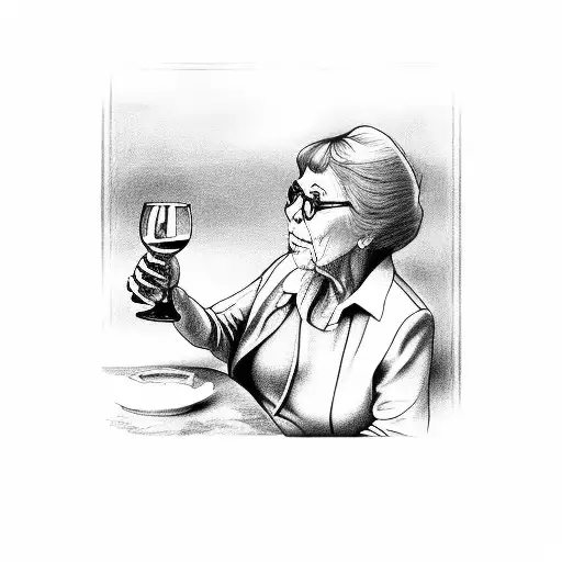 Grandma Drinking Wine