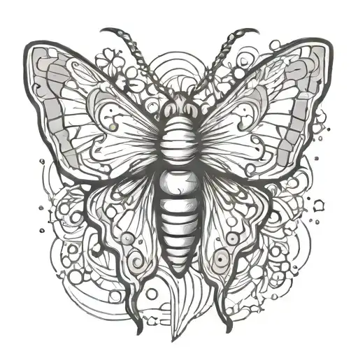 A Moth In Graffiti Style Mixed With Woodcut Style