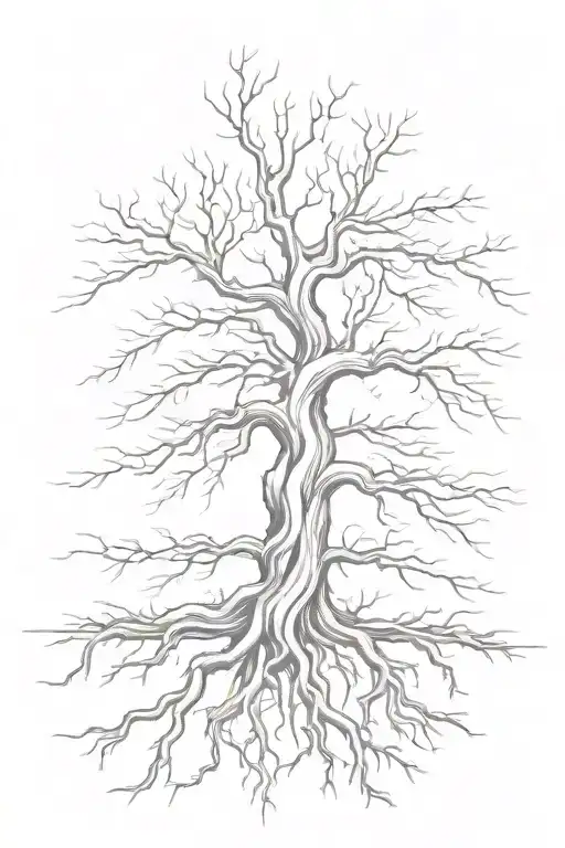 Tree And Roots And Lines