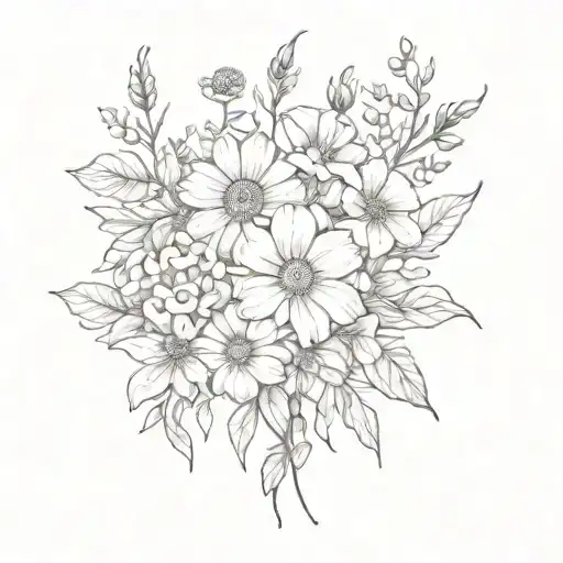 Birth Flower Bouquet Tattoo July November Birth Flower