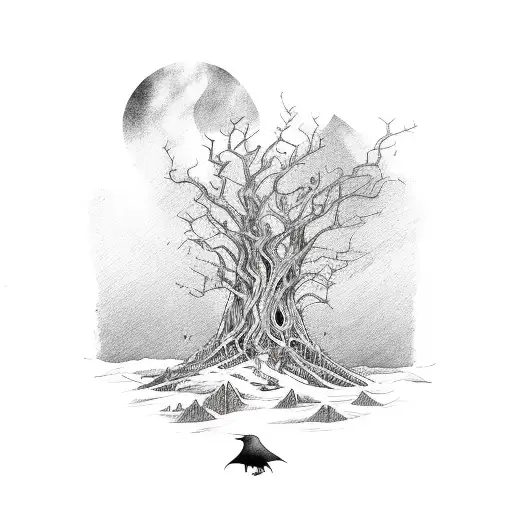 Viking Style Tree And Crow