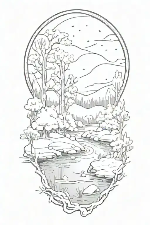 Snow Storm At Night By A Creek