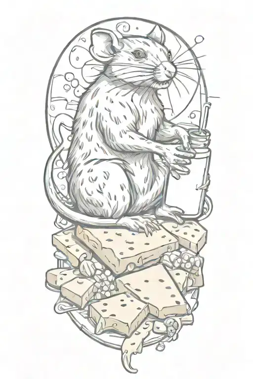 Dead Rat Laying On Cheese With A Bottle Of Cheese Wizz In Hand