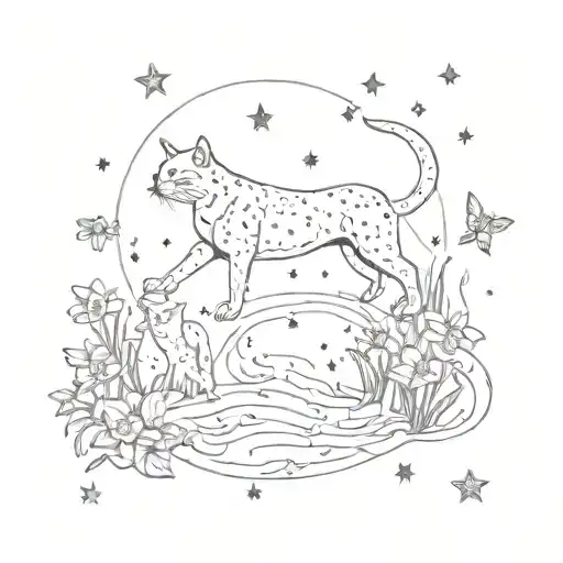 A Galaxy Map With Constellations Shaped Like Cats And Daffodils