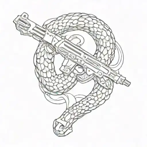 A Snake Wraps Around An Ak 47