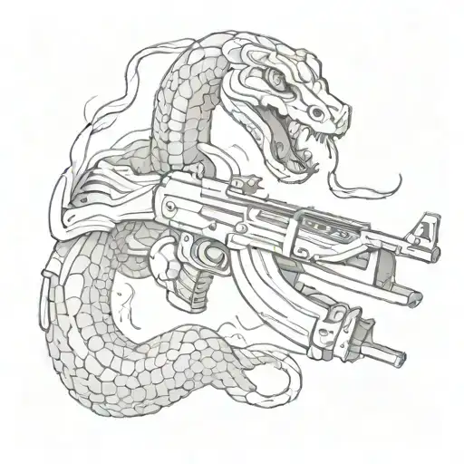 A Snake That Wraps Around A Kalashnikov Assault Rifle