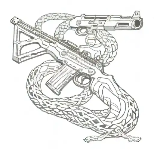 A Snake That Wraps Itself Around A Kalashnikov Assault Rifle