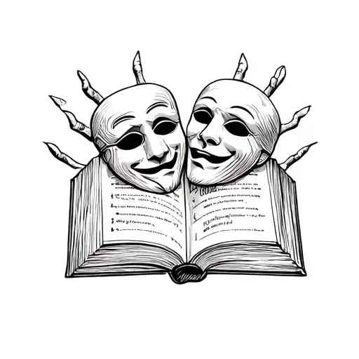 Drama And Comedy Masks Coming Out Of A Holy Bible