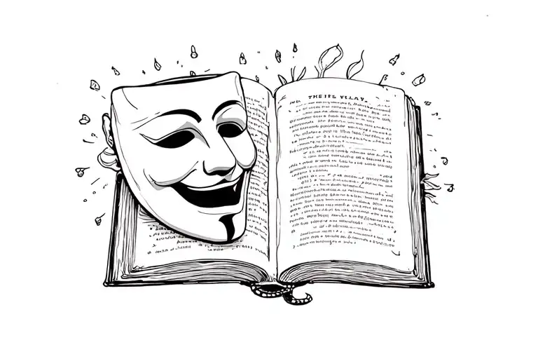 Drama And Comedy Masks Coming Out Of A Holy Bible