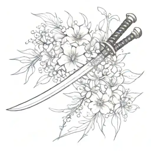 Katana And Higanbana Flowers