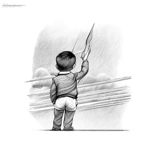 Boy Saluting His Father As He Goes Up In The Sky