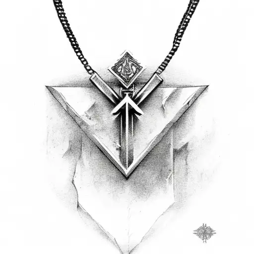 Arrowhead With Cross Necklace Wrapped Around