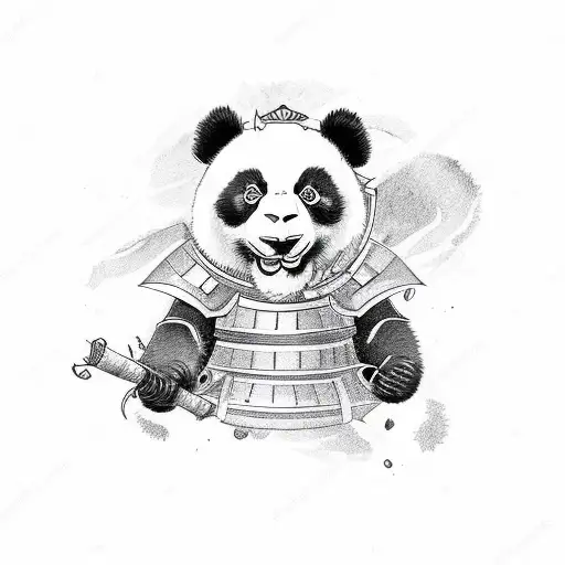 Panda Wearing Samurai Armour Holding Dragon Katana