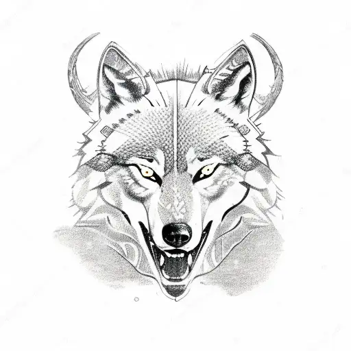 Vegvisir With Wolf And Viking Ship