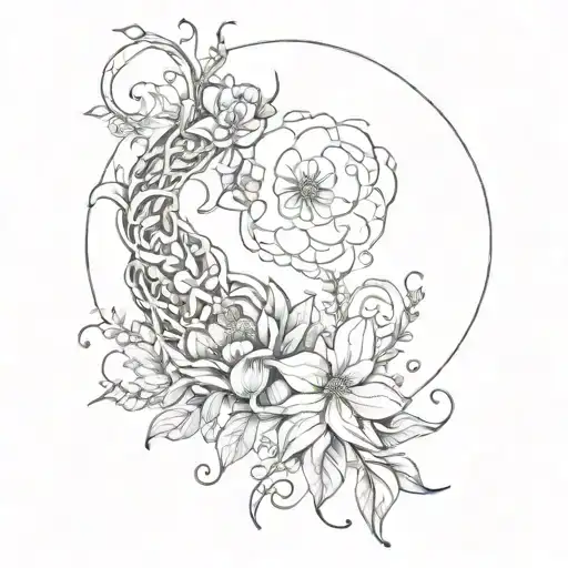 Moon And Flower Intertwined