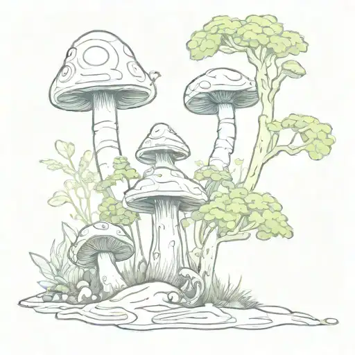 3 Snails Crawling Across A Forest Scene With Moss And Mushrooms