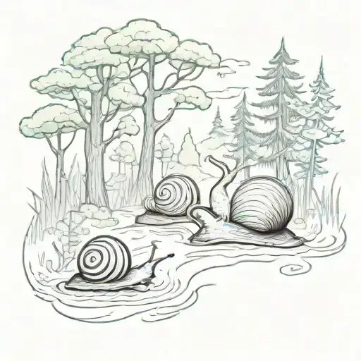 Snails Crawling Across A Forest Scene