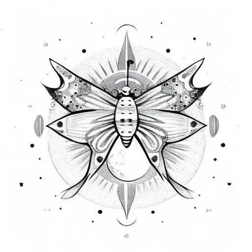 Cute Butterfly With Stars And Sun And Moon