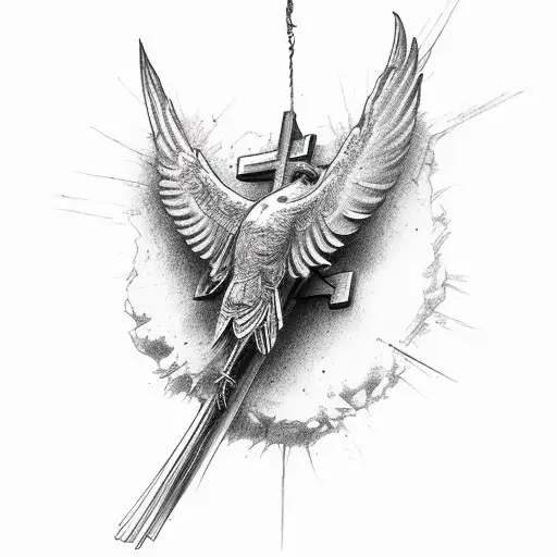 Dead Bird Crucified On Cross