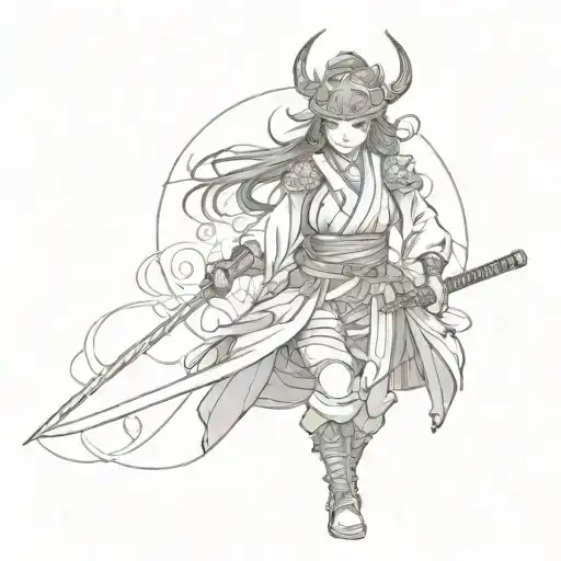 Girl Demon Samurai With Sword