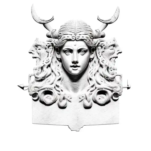 Half Ancient Greek Goddess Statue Head And Half Female Vikings