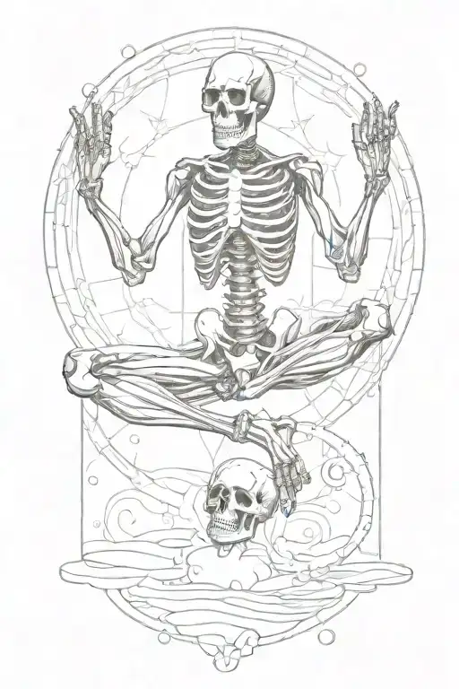 Skeleton Doing Yoga Postures