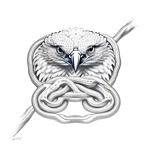 Twin Head Eagle Holding A Snake
