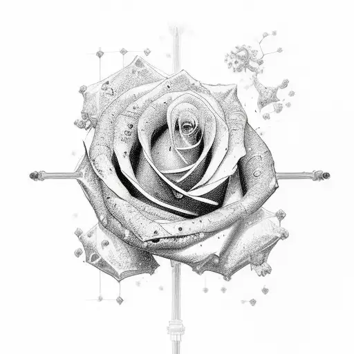 Dna Strand That Has A Rose Going Through The Center