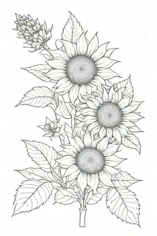 Sunflower Mixed With Lemon Tree Flowers Blooming