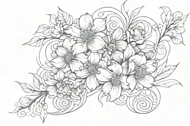 Abstract Design With Flowers Intertwined