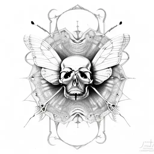 Decaying Butterfly With Skull On Wings