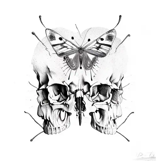 Decaying Butterfly With Skull