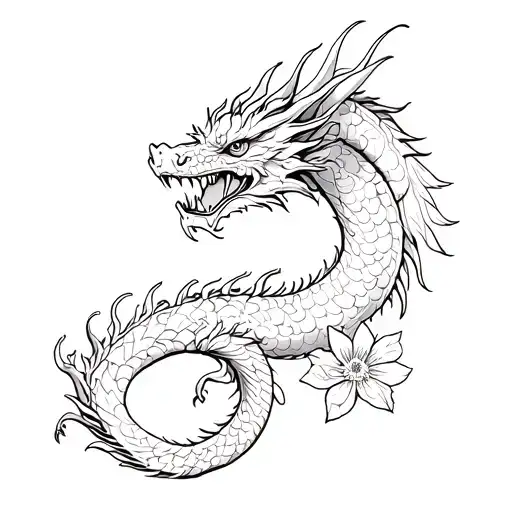 Dragon With Flowers