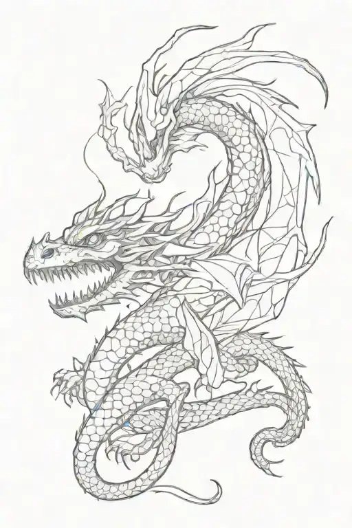 Dragon Wrapping Tail Around Yiggdrocil