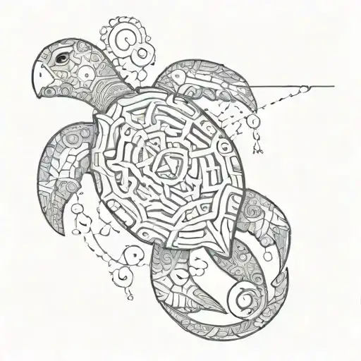 Anchor And Tribal Turtle