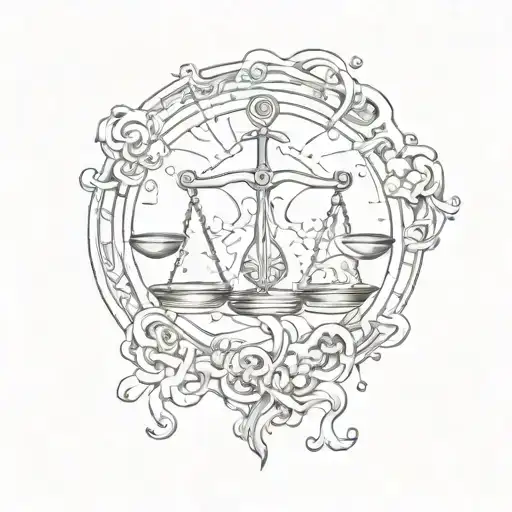 Libra Zodiac Sign In Spilled Smoke Style Tattoo Showcasing