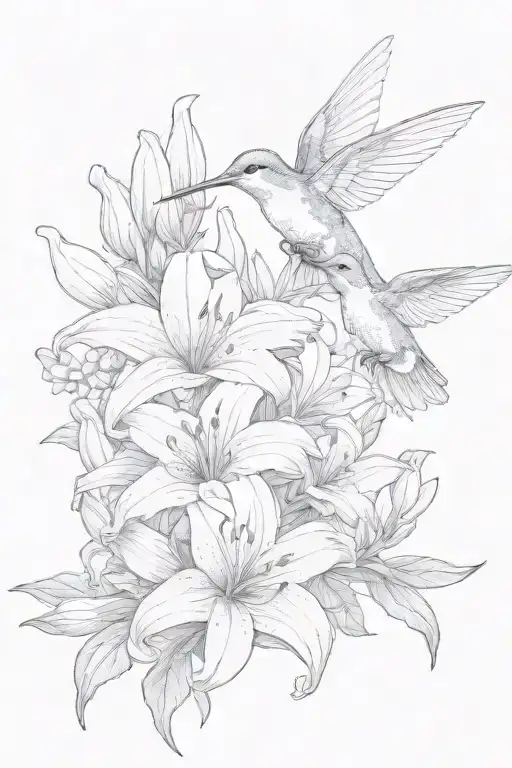 Flower Bouquet With Easter Lilies And A Hummingbird With Grandma On It