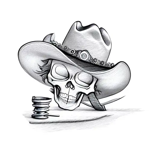 Cartoon Skeleton Wearing Cowboy Hat And Wearingcowboy Boots