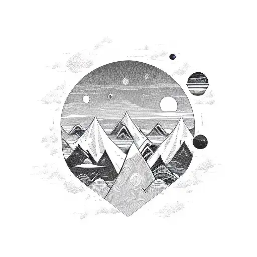 Capricorn Zodiac With A Beach And Forest Panorama And A Sky With All The Planet