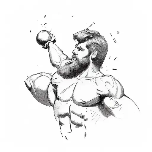 Male Libra Gladiator Holding An Apple And A Dumbell In Hands