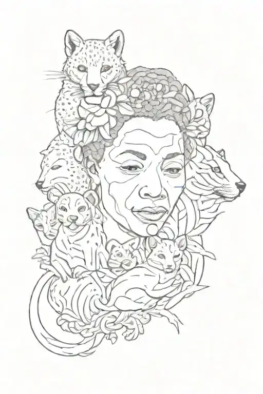 Mandela Animals Baby Midwife Medical Profession Intertwined