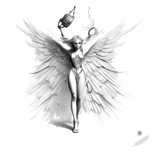 Chained Angel On Knees