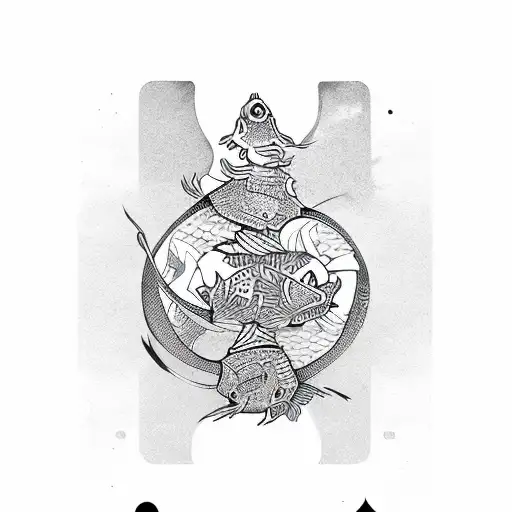 Joker Playing Card With Yin Yang Koi Fish