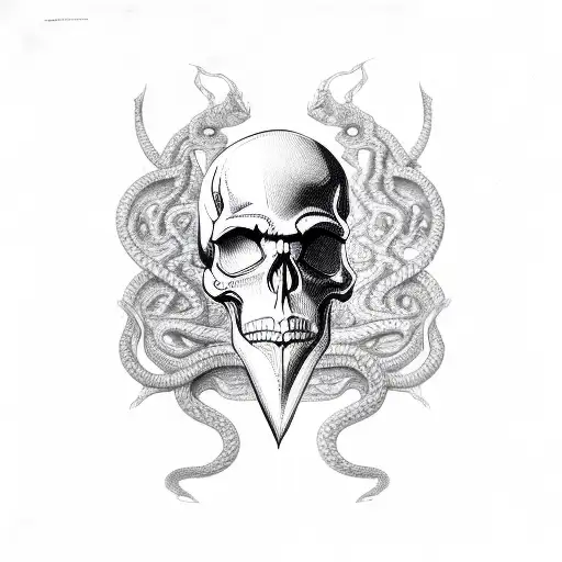 Skull With Snake Coming Out